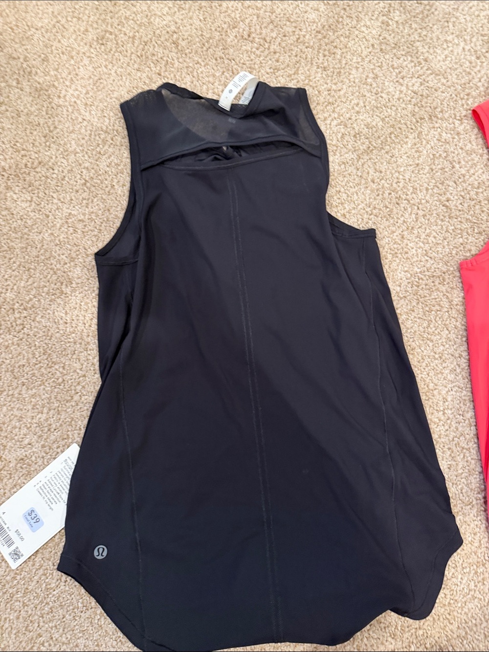 2 lululemon athletica Black and Coral Sleeveless Workout Tank Tops - Picture 6 of 8
